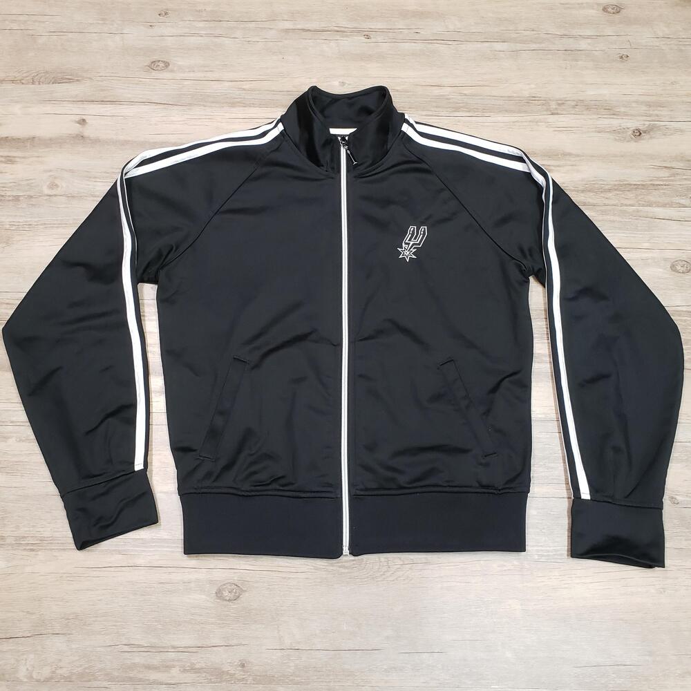San Antonio Spurs Jacket Womens Medium Black NBA Basketball Full Zip Adidas